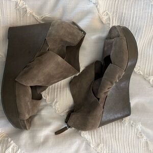 Eileen Fisher Taupe Suede Heeled Boots